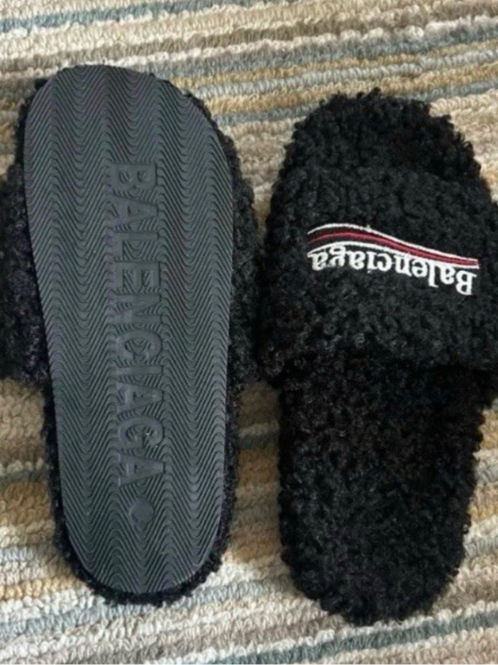 Balenciaga Black Logo Slippers